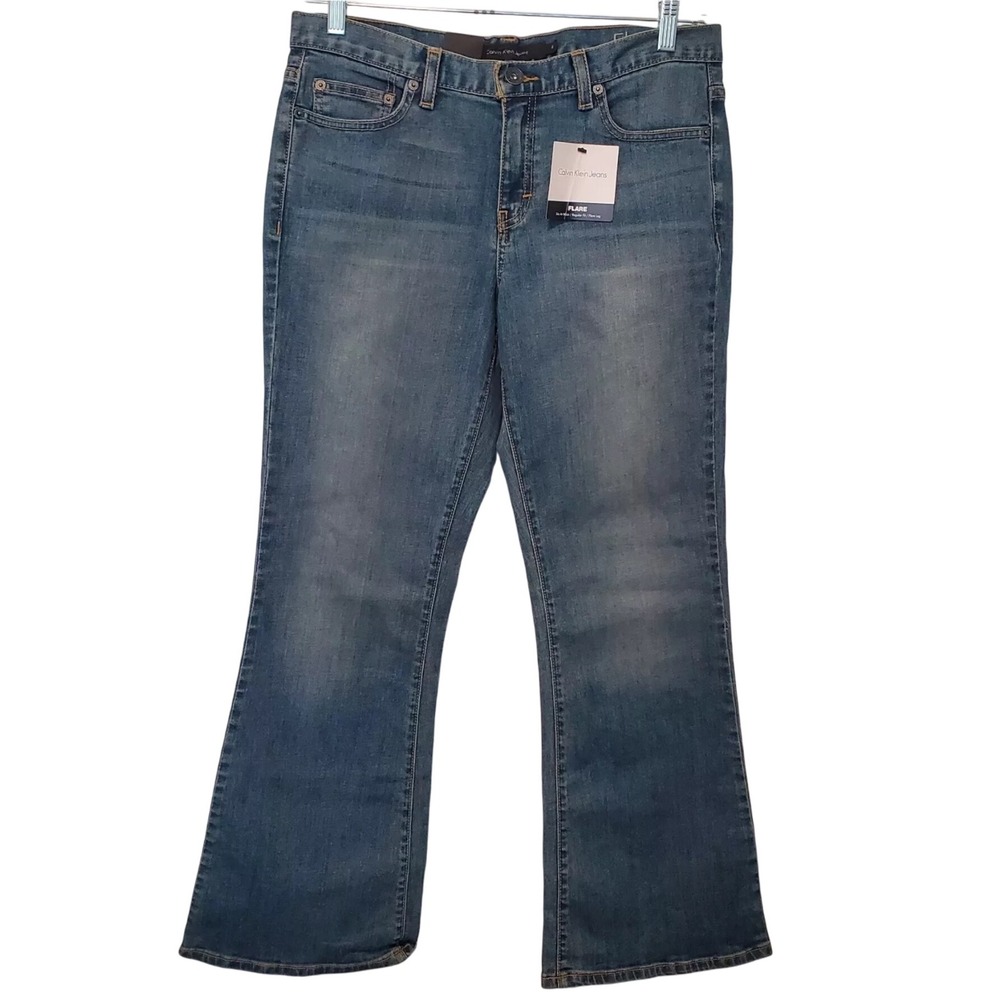 Calvin Klein Jeans Women's 10x30 Flare Leg Mid Rise Stretch Denim Blue NWT‎